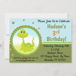 Invitation à l'anniversaire de Cute Dinosaur