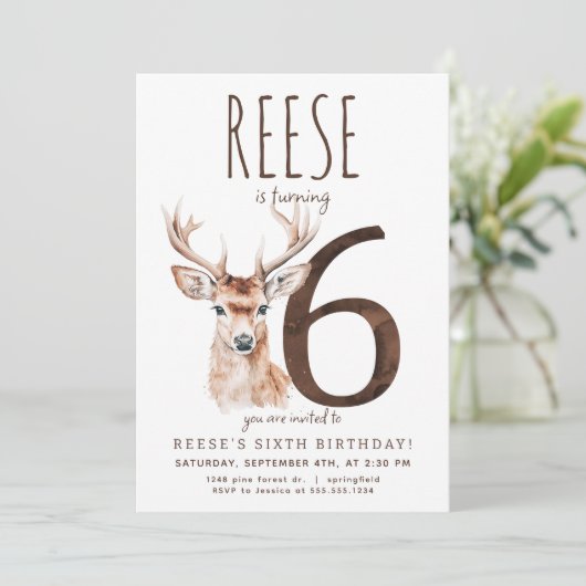 Invitation à l'anniversaire de Deer Sixième (Debout devant)