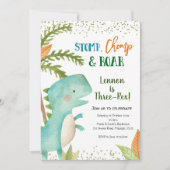 Invitation à l'anniversaire de Dinosaure à trois r (Devant)