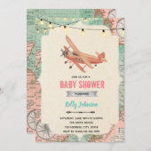 Invitation à l'anniversaire de douche d'avion de v (Devant / Derrière)