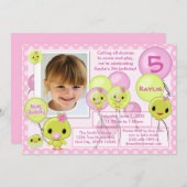 Invitation à l'anniversaire de Duck Ducky jaune ro (Devant / Derrière)