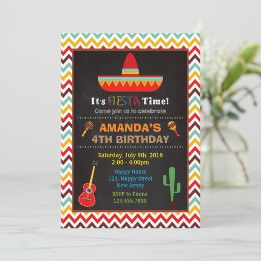 Invitation à l'anniversaire de Fiesta (Debout devant)