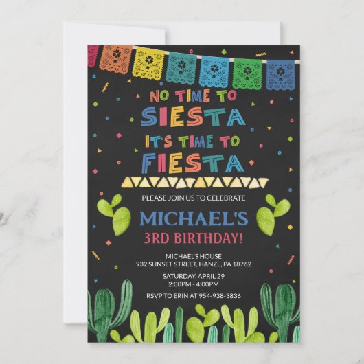 Invitation à l'anniversaire de Fiesta (Devant)