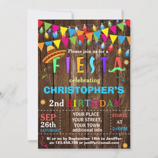 Invitation à l'anniversaire de Fiesta (Devant)