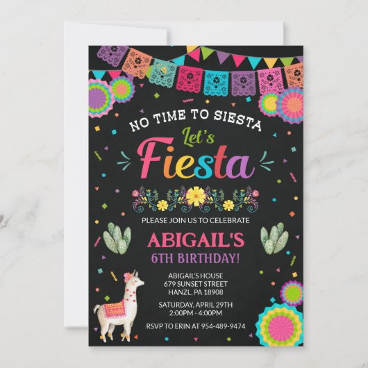 Invitation à l'anniversaire de Fiesta (Devant)