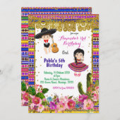 Invitation à l'anniversaire de Fiesta colorée (Devant / Derrière)