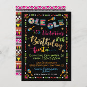Invitation à l'anniversaire de Fiesta Ole Ole (Devant / Derrière)