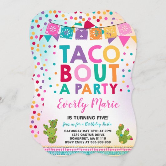Invitation à l'anniversaire de Fiesta Taco Bout Un (Devant / Derrière)