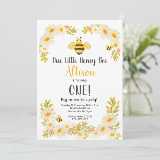 Invitation à l'anniversaire de Floral Bee (Debout devant)