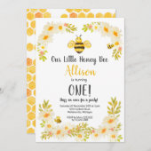 Invitation à l'anniversaire de Floral Bee (Devant / Derrière)