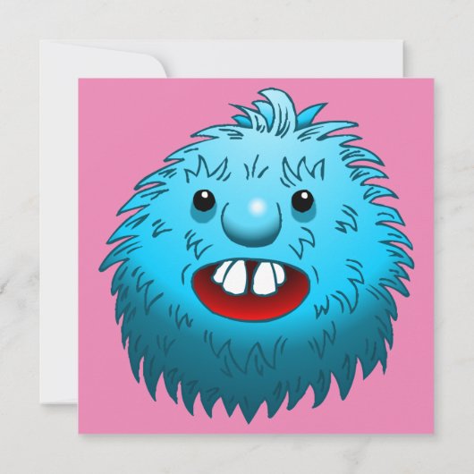 Invitation à l'anniversaire de Fluffy Cute Monster (Dos)