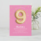 Invitation à l'anniversaire de Foil Balloon Floral (Debout devant)