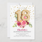 Invitation à l'anniversaire de Foil Balloon Floral (Devant)