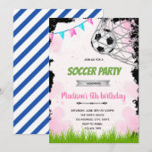 Invitation à l'anniversaire de football féminin (Devant / Derrière)