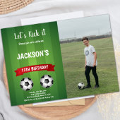 Invitation à l'anniversaire de football rouge avec