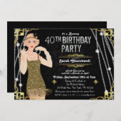 Invitation à l'anniversaire de Gatsby Flapper Girl (Devant / Derrière)