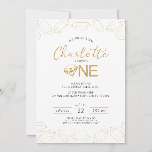 Invitation à l'anniversaire de Gem pour transforme (Devant)