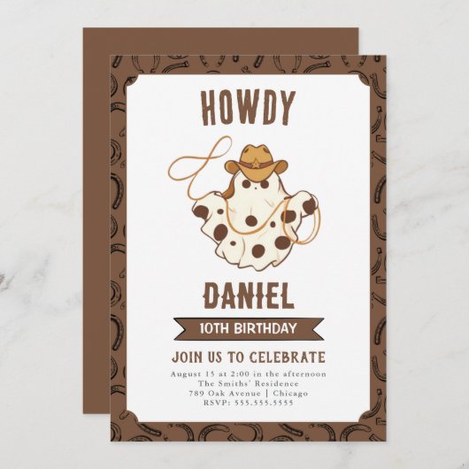 Invitation à l'anniversaire de Ghost Cowboy (Devant / Derrière)