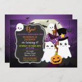 Invitation à l'anniversaire de Ghosts Halloween po (Devant / Derrière)