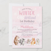 Invitation à l'anniversaire de Girl Winter Woodlan (Devant)