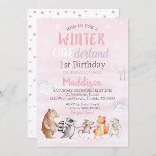 Invitation à l'anniversaire de Girl Winter Woodlan