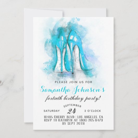 Invitation à l'anniversaire de Glam de High Heels (Devant)