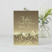 Invitation à l'anniversaire de Gold Swirl & Bow (Debout devant)