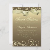 Invitation à l'anniversaire de Gold Swirl & Bow (Dos)