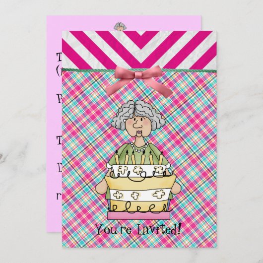 Invitation à l'anniversaire de Granny Cake (Devant / Derrière)