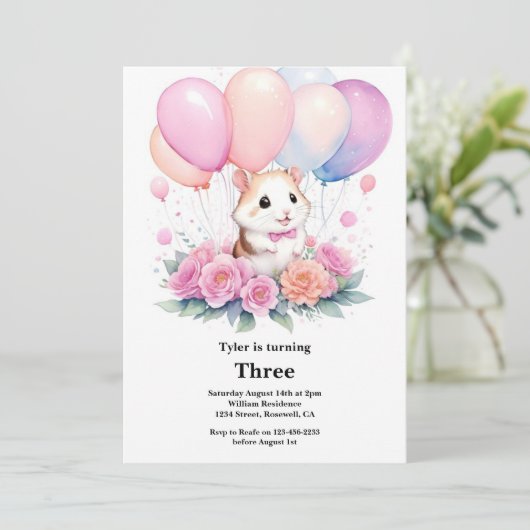 Invitation à l'anniversaire de Hamster (Debout devant)