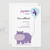 Invitation à l'anniversaire de Hippo (Devant / Derrière)