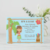 Invitation à l'anniversaire de Hula Girl Luau (Debout devant)