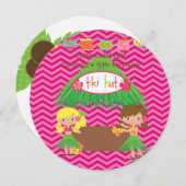 Invitation à l'anniversaire de Hula Girls Tiki Hut (Devant / Derrière)