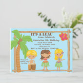 Invitation à l'anniversaire de Hula Kids Luau (Debout devant)
