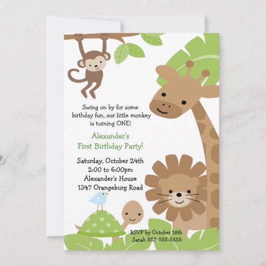 Invitation à l'anniversaire de Jungle Safari (Devant)