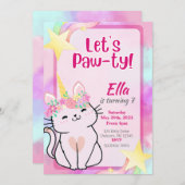 Invitation à l'anniversaire de Kitty-Corn (Devant / Derrière)