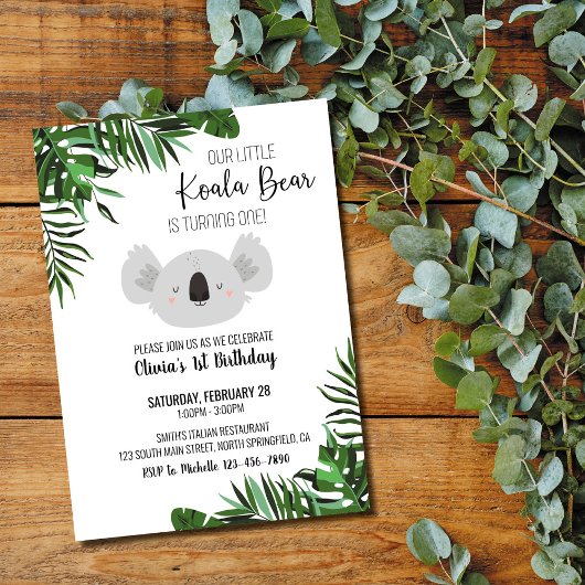 Invitation à l'anniversaire de Koala Bear