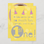 Invitation à l'anniversaire de la 1ère fille jaune (Devant / Derrière)