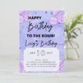 Invitation à l'anniversaire de la bombe de bain (Debout devant)