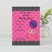 Invitation à l'anniversaire de la chouette mignonn (Debout devant)