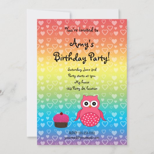 Invitation à l'anniversaire de la chouette mignonn (Devant)
