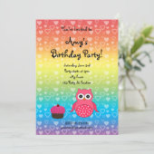 Invitation à l'anniversaire de la chouette mignonn (Debout devant)