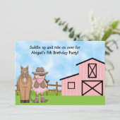 Invitation à l'anniversaire de la cow-girl et du c (Debout devant)