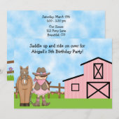 Invitation à l'anniversaire de la cow-girl et du c (Devant / Derrière)