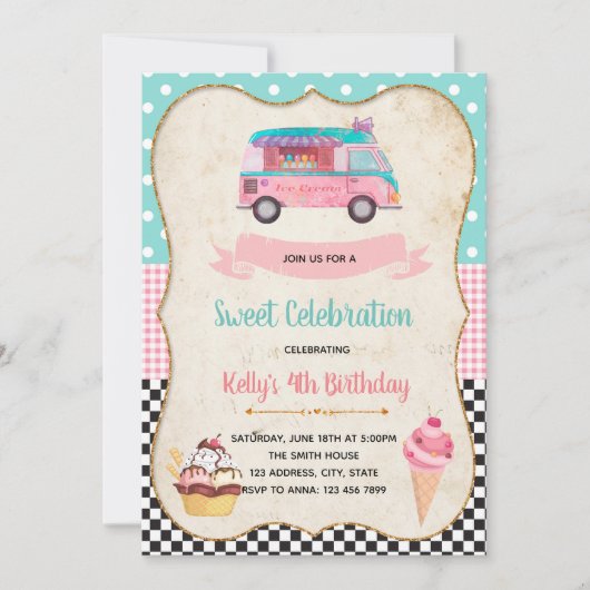 Invitation à l'anniversaire de la Crème de glace (Devant)
