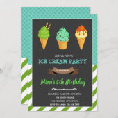 Invitation à l'anniversaire de la crème glacée (Devant / Derrière)