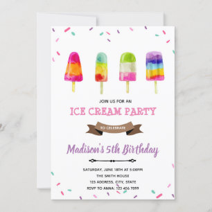 Invitation à l'anniversaire de la crème glacée