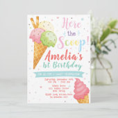 Invitation à l'anniversaire de la crème glacée. Cé (Debout devant)