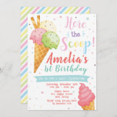Invitation à l'anniversaire de la crème glacée. Cé (Devant / Derrière)