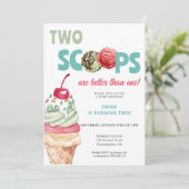 Invitation à l'anniversaire de la crème glacée Deu (Debout devant)